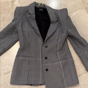 adidas Black and White Checkered Blazer